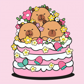 Картина за номерами Santi Капібари та тістечко 25х25 см Різнокольоровий (955478)