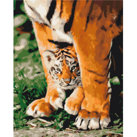 Картина за номерами Brushme XL Тигреня в могутніх лапах 48х60 см Різнокольоровий BS29947L