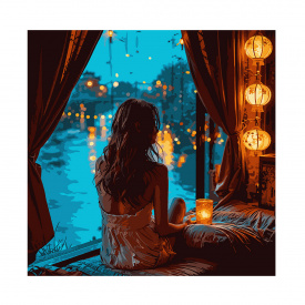 Картина за номерами Santi Мрійлива дівчина 40х40 см Різнокольоровий (955102)