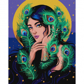 Картина за номерами Загадкова дівчина pollypop92 Идейка KHO2559 40х50 см