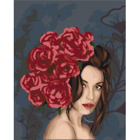 Картина за номерами Brushme Леді у трояндах 40х50 см Різнокольоровий BS37456