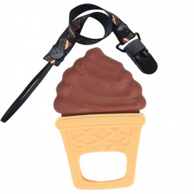 Силиконовый прорезыватель-игрушка для зубов ребенка и держатель 2Life Мороженое Y16 Коричневый/Черный (v-11634)