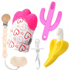 Набор силиконовых прорезывателей 2Life 5 предметов Розовый (vol-10693)