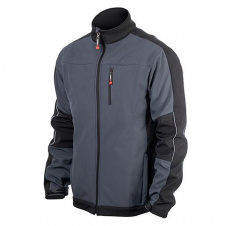 Куртка SOFTSHELL INTERTOOL SP-3134 темно серо-черная, трехслойная, ткань - стрейч 300 GSM 100D, размер XL