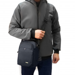 Мужская сумка наплечная LANPAD LAN15054 20x26x11 см Синий (2346306664) Киев
