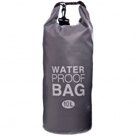 Водонепроницаемый гермомешок с плечевым ремнем SP-Sport Waterproof Bag 10л TY-6878-10 Серый