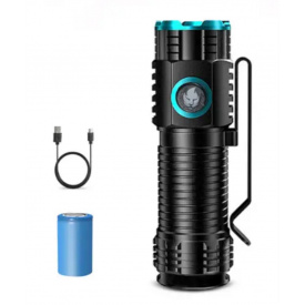 Фонарь ручной аккумуляторный с прищепкой Rablex RB901 Li-ion 16340 Zoom Type-C 1000 Lumens