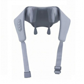 Масажер ударний для шиї та плечей No Brand Neck massager з ІЧ-підігрівом електричний на акумуляторі Сірий (2104618544)