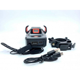 Велосипедный фонарь велофара аккумуляторный с держателем телефона и сигналом WDW WD 424 Синий