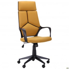 Офісне крісло Urban HB пластик чорний тканина гірчичного кольору