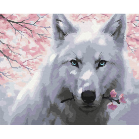 Картина за номерами BrushMe "Вовк з квітами" 40х50см BS52668