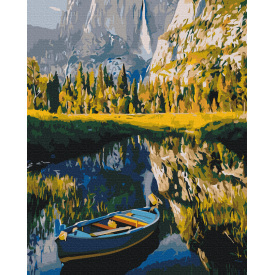Картина за номерами BrushMe "Човен серед гір" 40х50см BS53783