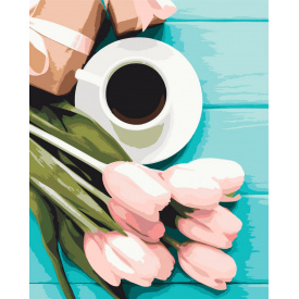 Картина за номерами BrushMe "Тюльпани до кави" 40х50см BS51002