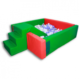 Сухий басейн Тиа-Спорт квадратний з гіркою 150х150х40 см із матом Червоно-зелений