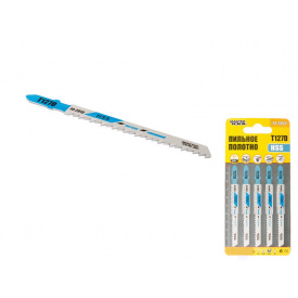 Пильне полотно для лобзика кольорового металу 5 шт чистий прямий різ 8TPI L 100 мм T127D MASTERTOOL GM (14-2815)