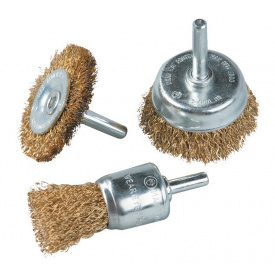 Щітки з латунованого рифленого дроту зі стрижнем 3 шт (торц. 25/50 мм диск. 50 мм) MASTERTOOL GM (19-9300)