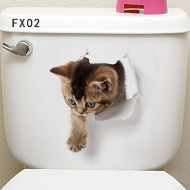 Наклейка 3D UKC в туалет Котик KH-12 20x30 см