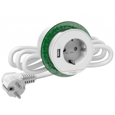 Встраиваемый в стол розеточный блок Schneider Electric INS44004 (2К+З)+USB тип А (белый)