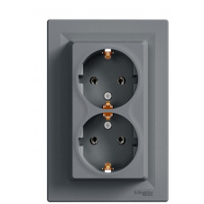 Двойная розетка Schneider Electric Asfora EPH9900162 с заземлением (сталь)