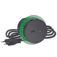 Встраиваемый в стол розеточный блок Schneider Electric INS44009 USB тип А+тип С (антрацит)