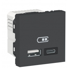 Двойная USB розетка Schneider Electric NU301854 тип А+тип С (антрацит)