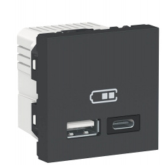 Двойная USB розетка Schneider Electric NU301854 тип А+тип С (антрацит) Прилуки