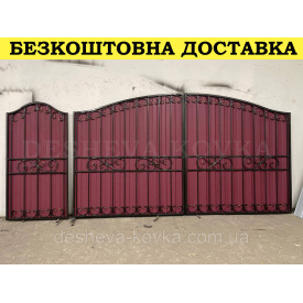 Кованые ворота из профнастила из элементами ковки