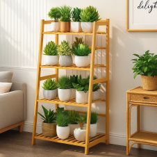 Полка этажерка для цветов и растений деревянная на 4 яруса ,напольный универсальный стелаж для дома SW00370