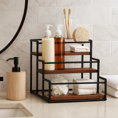 Полка для кухни ванной или бара деревянная на 3 ступени для бутылок,стойка ступенчатая для сиропов настольная SW00518 Київ