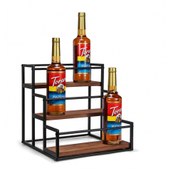 Полка для кухни ванной или бара деревянная на 3 ступени для бутылок,стойка ступенчатая для сиропов настольная SW00518 Київ