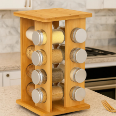 Набор для специй подставка на кухню,баночки для специй 16 шт настольная с поворотом на 360 градусов,деревянная SW00385 Генічеськ