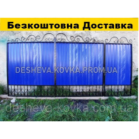 Кованые ворота из профнастилом под заказ