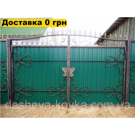 Распашные ворота из калиткой из профнастила