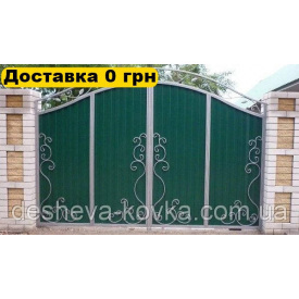 Кованые ворота из элементами ковки из профнастила