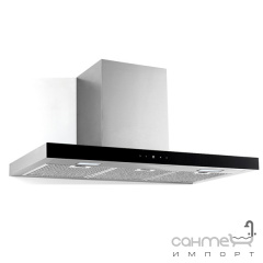 Пристенная кухонная вытяжка Fabiano Linea 90 Silent Inox нерж. сталь/черное стекло, мощность 1040 м3/ч Обухів