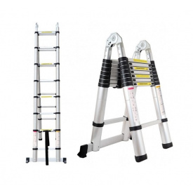 Лестница телескопическая 5 м двухсторонняя 2 х 8 ступеней Техпром