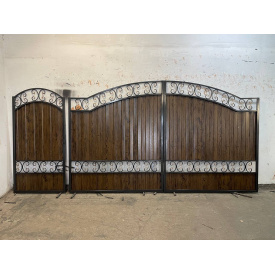 Трендові ворота з профнастилом та хвірткою Код: А-0109