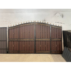 Трендовые ворота с профнастилом и калиткой Код: А-0120