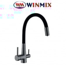 Смеситель для кухни под осмос Winmix Sus-021 GRAPHITE REFLECTOR BLACK SUS304, рефлекторный черный гусак Польша (нержавеющая сталь)