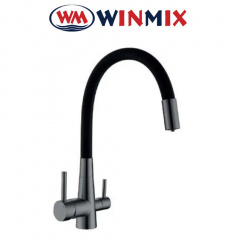 Смеситель для кухни под осмос Winmix Sus-021 GRAPHITE REFLECTOR BLACK SUS304, рефлекторный черный гусак Польша (нержавеющая сталь) Ізюм