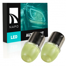 Комплект світлодіодних ламп Napo LED 1156-HP-Lens P21W 1156 BA15S 2 шт Бурштиновий (2523829510)