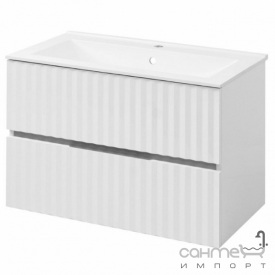 Подвесная тумба под раковину или столешницу СанСервис Marble 80 белая/серая, фасад рифленый