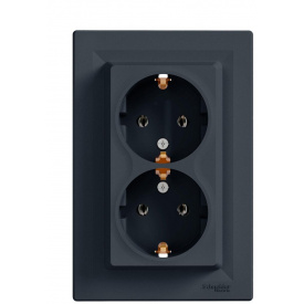 Двойная розетка Schneider Electric Asfora EPH9900171 с заземлением (антрацит)