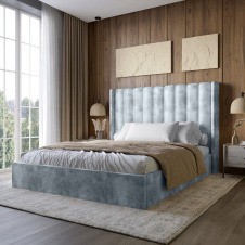 Двуспальная кровать Lion Нино Silk 301 Дымчатый 180x200 см (Lion-045028)
