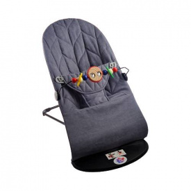 Дитячий шезлонг-гойдалка SBT group BABY Balance Soft A1 з дугою з іграшками темно-сірий колосок/бавовна (BBT-18-00)