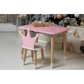 Дитячий прямокутний столик зі стільчиком Масяня Корона 46х60х45 см Рожевий (230007)