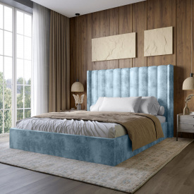 Двоспальне ліжко Lion Ніно Silk 501 Небесно-блакитний 180x200 см (Lion-045033)