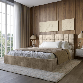 Двоспальне ліжко Lion Піксі Silk 103 Кремовий 160x200 см (Lion-044272)