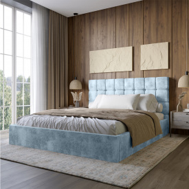 Двуспальная кровать Lion Пикси Silk 501 Небесно-голубой 180x200 см (Lion-044267)