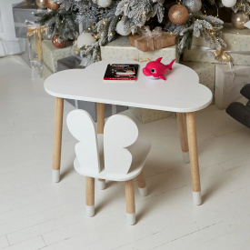 Столик дитячий та стільчик No Brand Хмара Метелик 46х70х40 см Білий (2015349008)